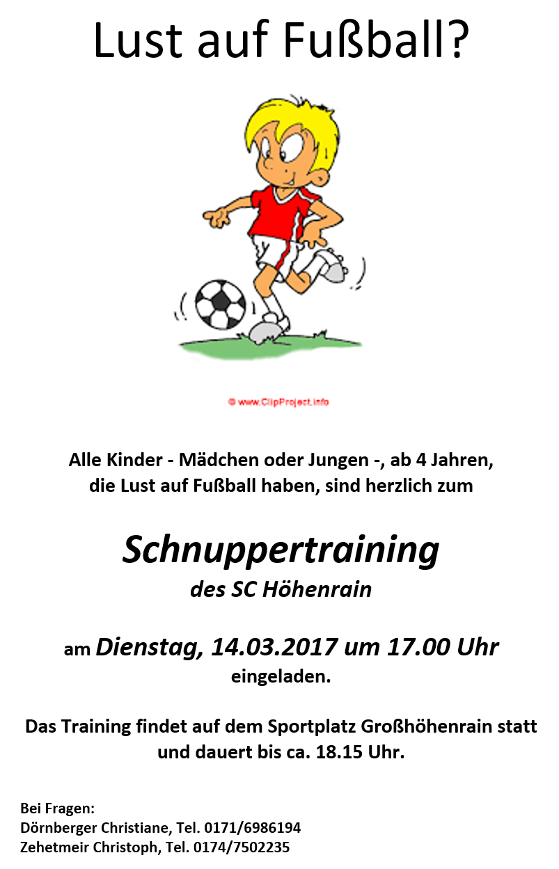 Lust auf Fußball? Dann auf ins Schnuppertraining ...